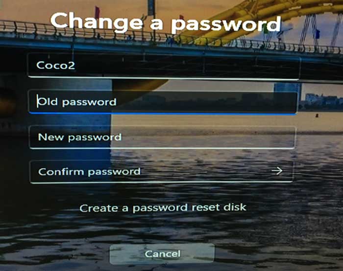 type in password