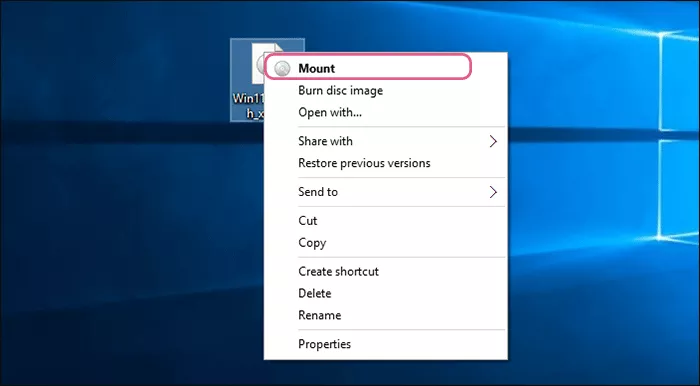 mount Windows 11 ISO image file