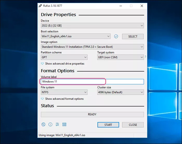 rename volume label