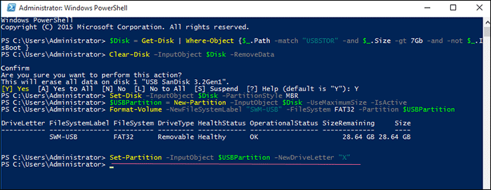 run command to assign letter to USB