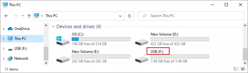 check USB drive letter