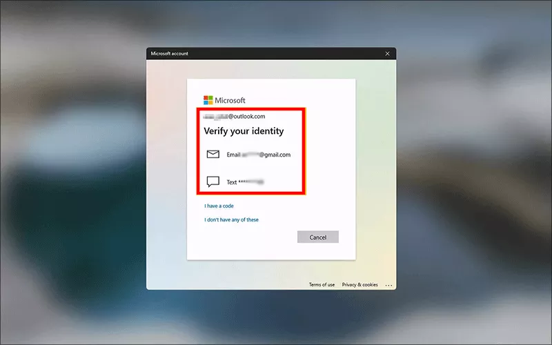 select method to verify your identity