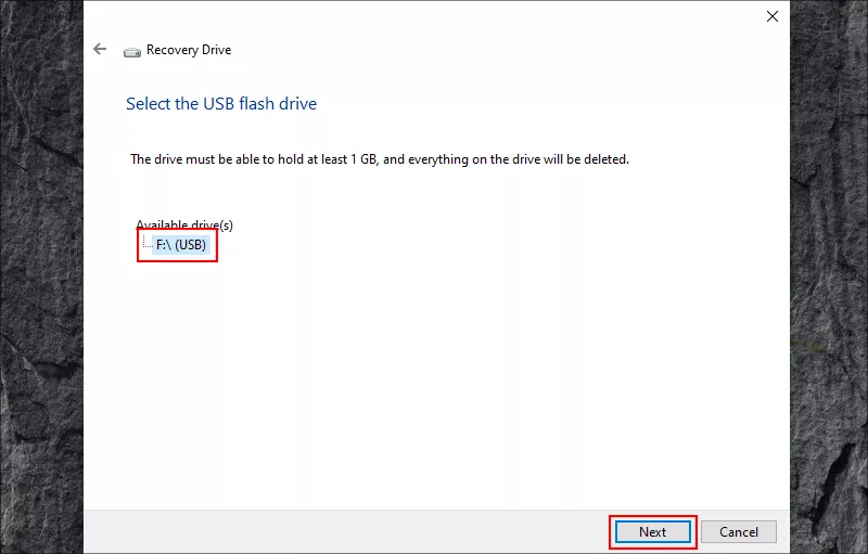 select USB flash drive