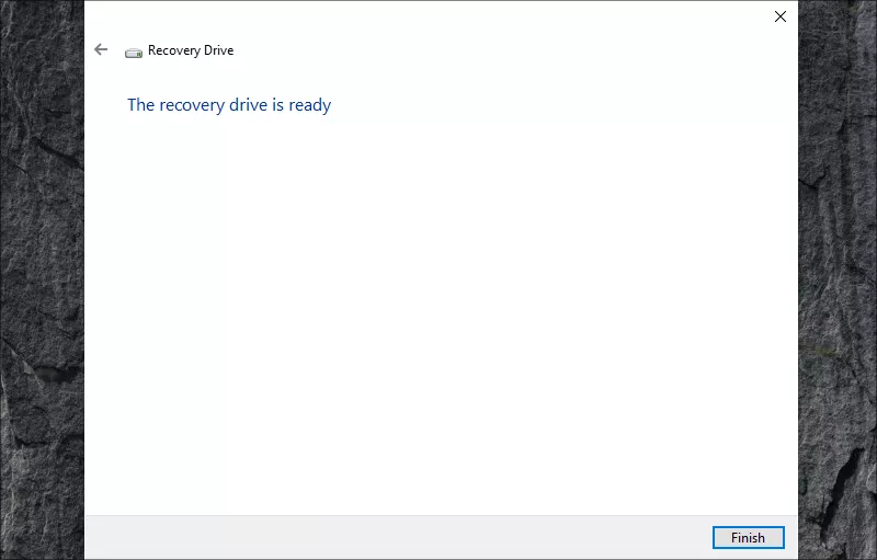 the recovery drive is ready