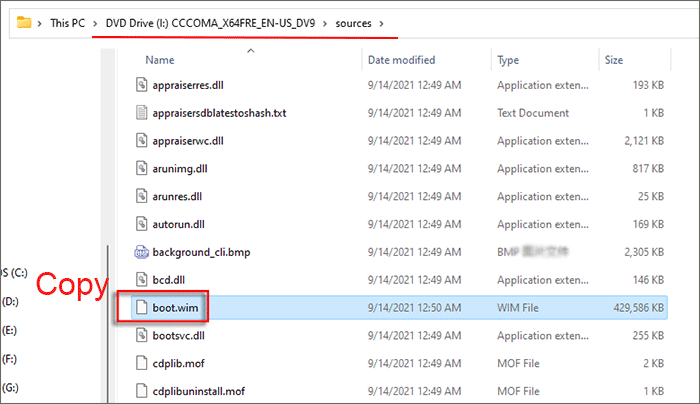 copy boot.wim 