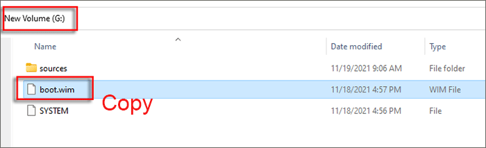copy modified boot wim file
