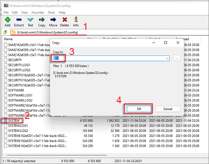 extract system file to current folder via 7Zip