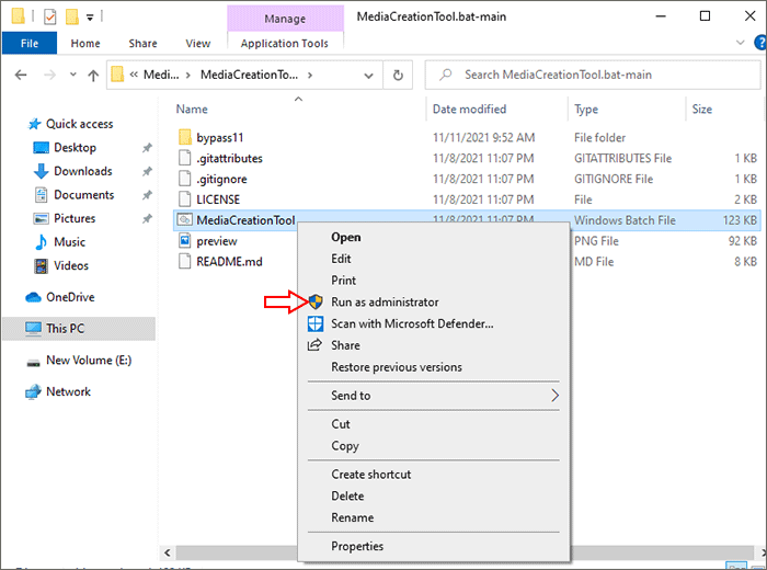 run Mediacreationtool as administrator