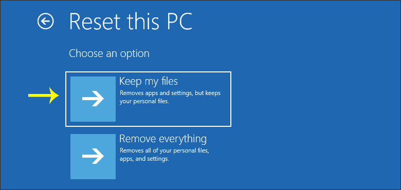choose Keep my files
