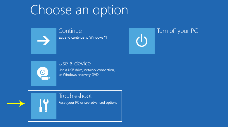 choose troubleshoot