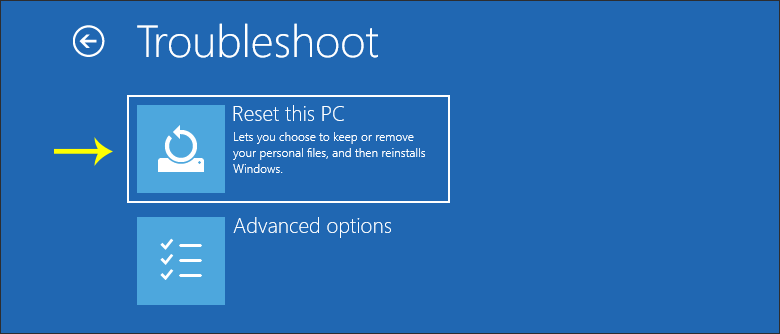 choose Reset this PC