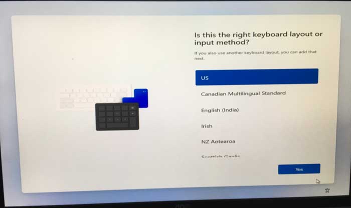 select keyboard layout