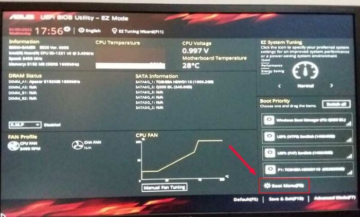 uefi settings