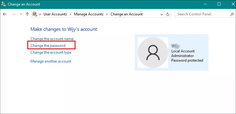 click change password