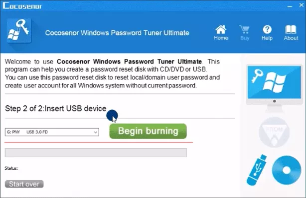 click Begin burning