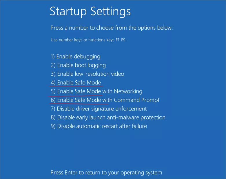 enter Safe Mode options