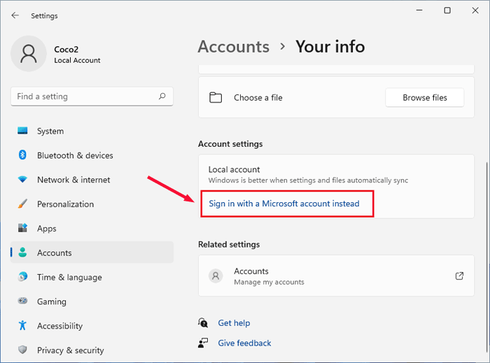 sign in with a microsoft account