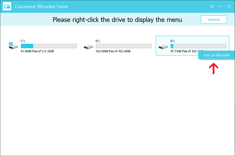 choose Turn on BitLocker