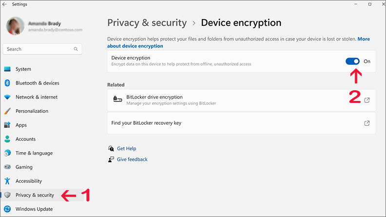 turn on Device Encryption