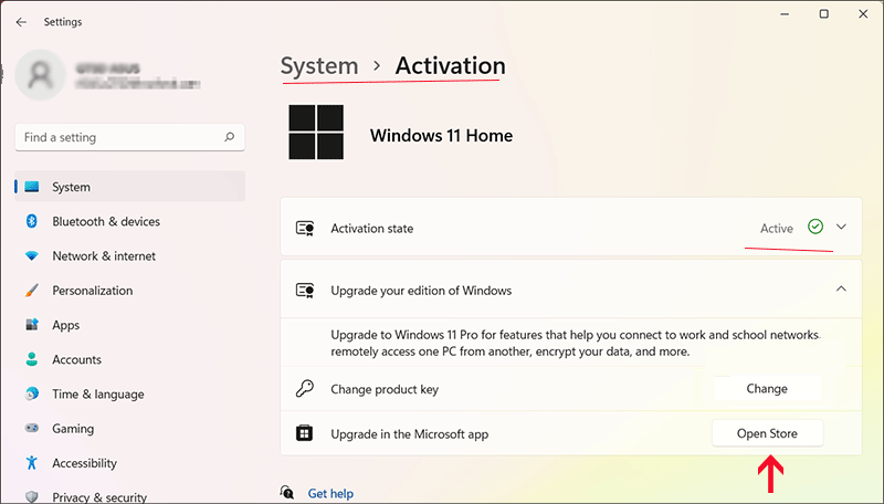 upgrade Windows 11 Home via Store