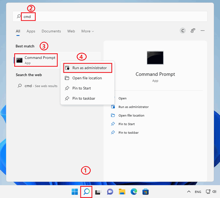 open command prompt as administrator