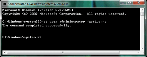 disable administrator account in windows 7