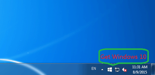 click on get windows 10 icon
