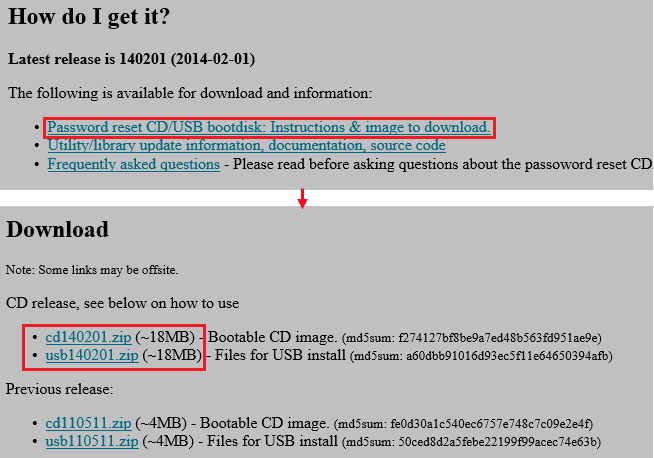 download password reset bootdisk