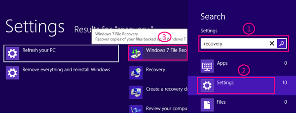 search recovery on windows 8