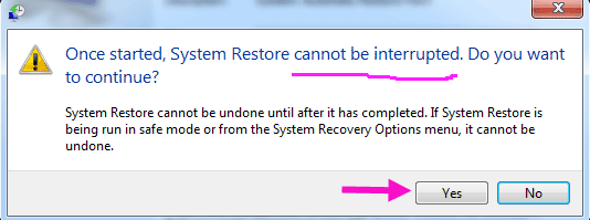 system restore can not be interrupted