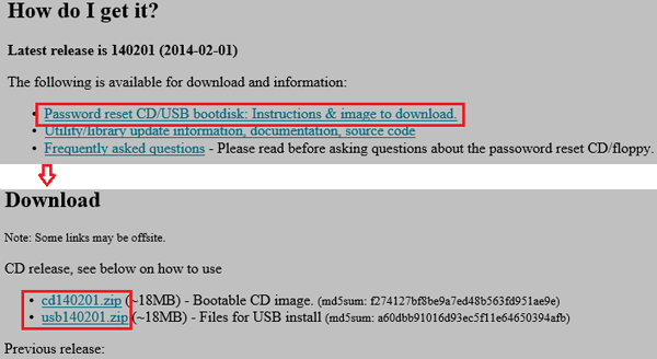 download password reset bootdisk