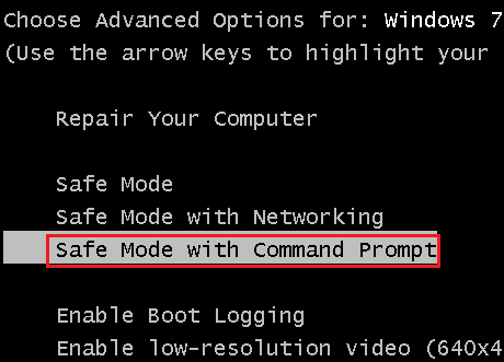 safe mode with command prompt