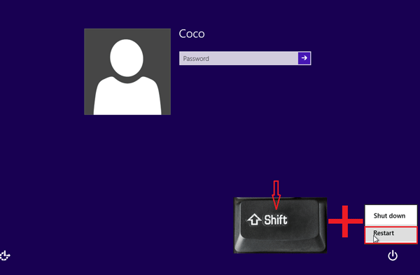 shift and restart keys