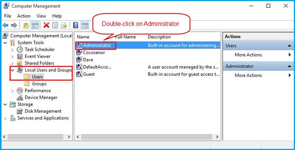 double click on administrator