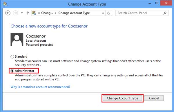 change account type