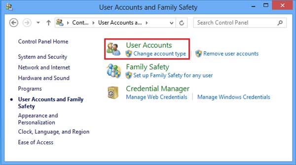 user accounts