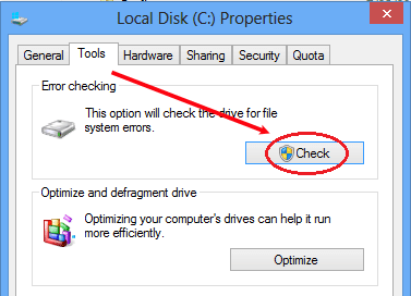 Check disk errors on Windows 8