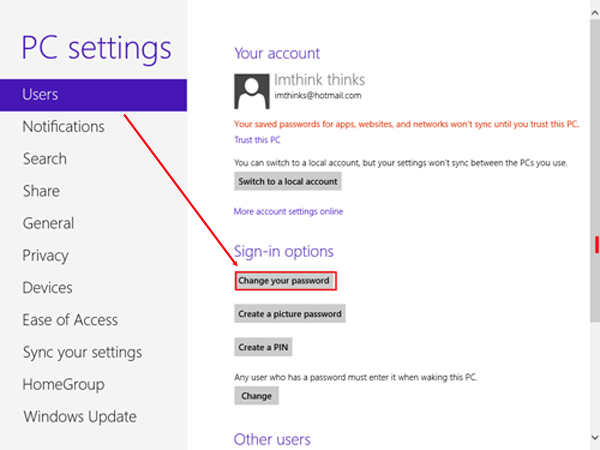 Change Microsoft account password