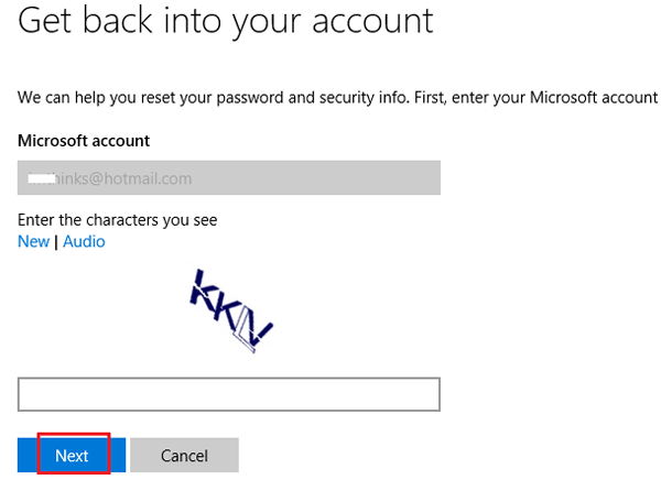 Enter Microsoft account and characters
