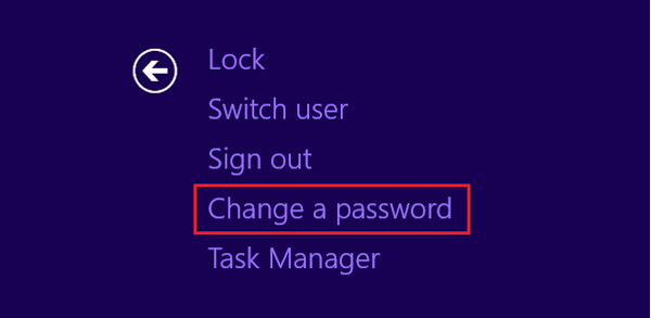 click change a password