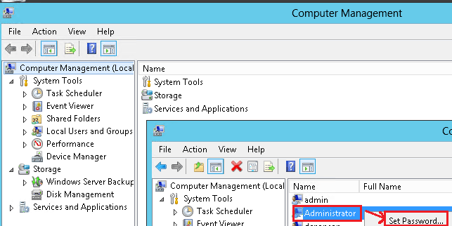 reset windows server password