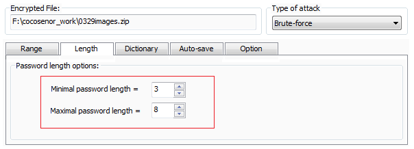 set length of password