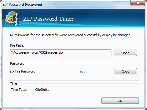 zip password recovered