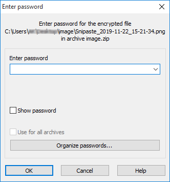 enter password to open zip file