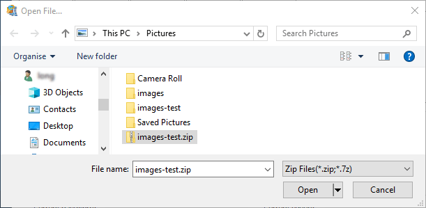 select zip file