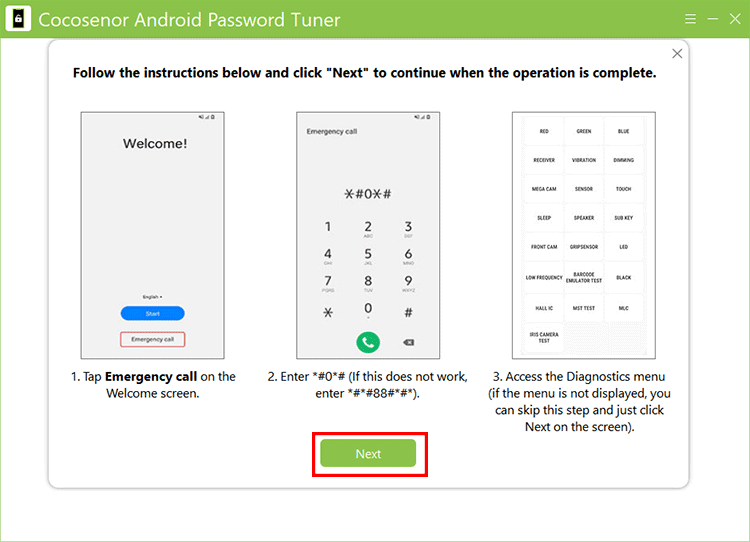 make diagostic menu appear on Samsung phone