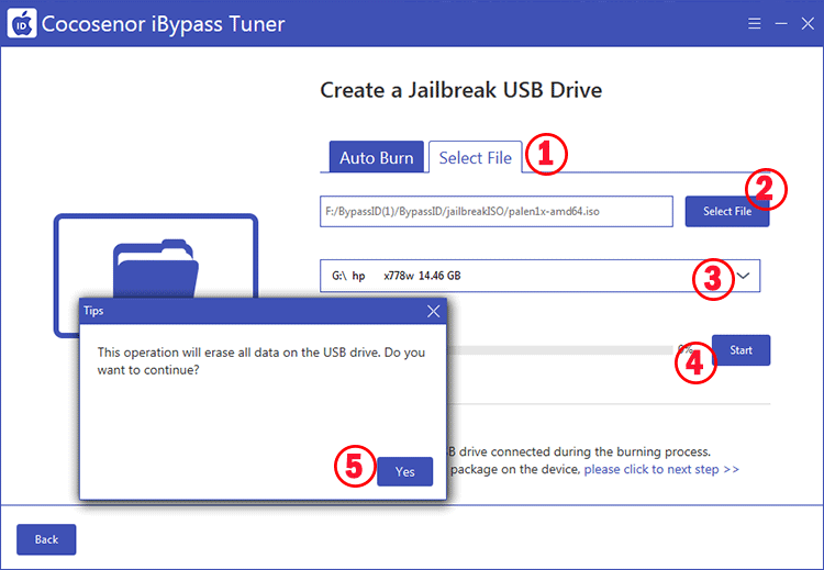 burn a jailbreak USB drive with downloaded file