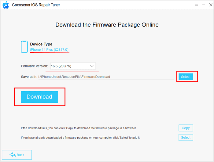 download firmware to downgrade