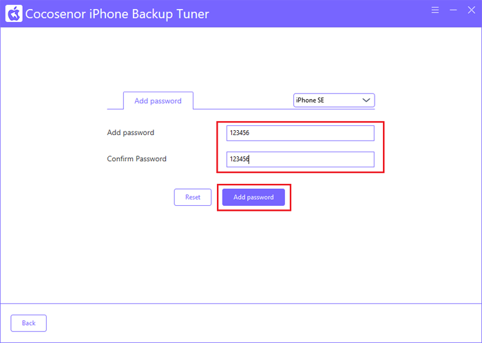 add backup password