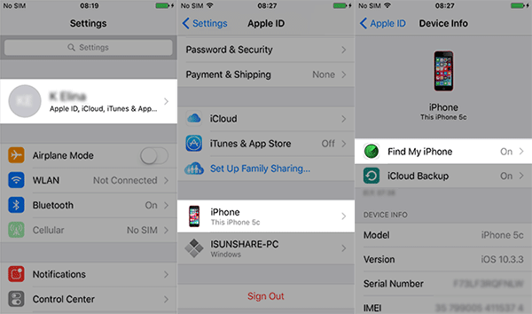 disable the Find My iPhone function on your iPhone